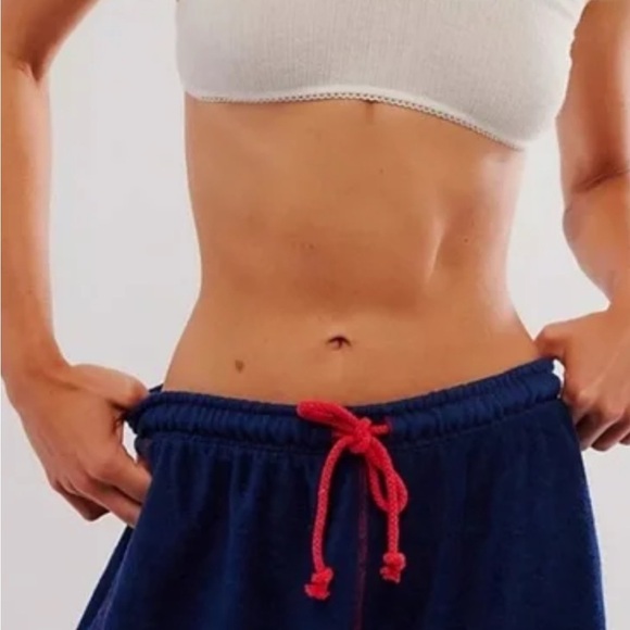 Free People Athletic Shorts Blue and Red with Elastic Waistband - Picture 2 of 6